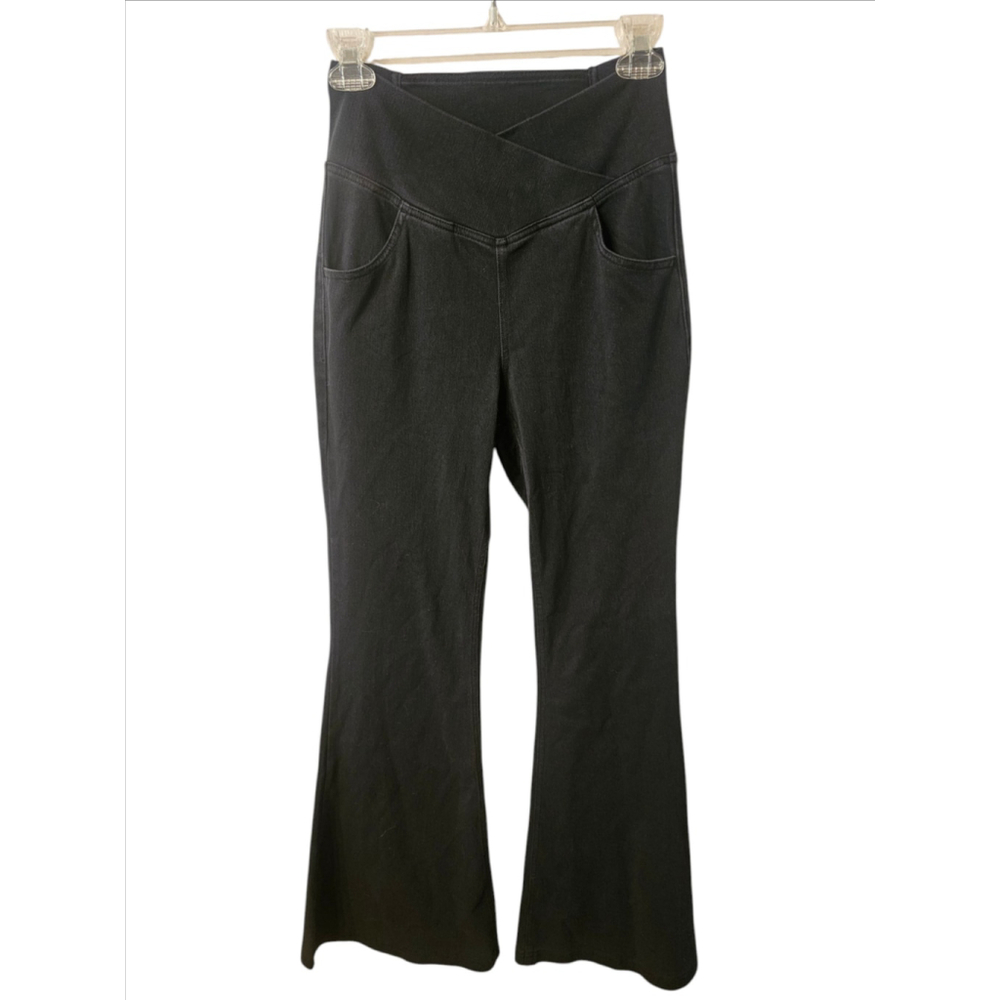 HALARA High Waisted Crossover Pocket Flare Stretch Jeans Black NWT Small Regular